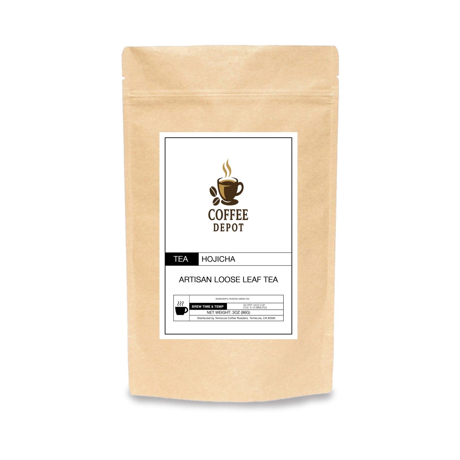 Black coffee packaging with a visible brand label on a white background